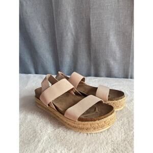 Madden Girl Cybell Blush Pink Elastic Espadrille Platform Sandals Size 7M